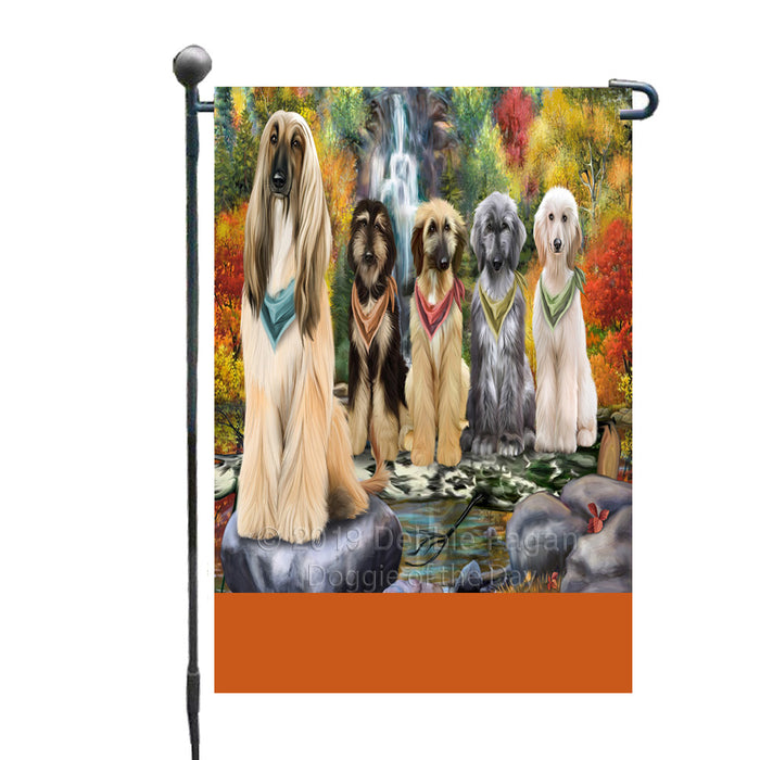 Personalized Scenic Waterfall Afghan Hound Dogs Custom Garden Flags GFLG-DOTD-A60866