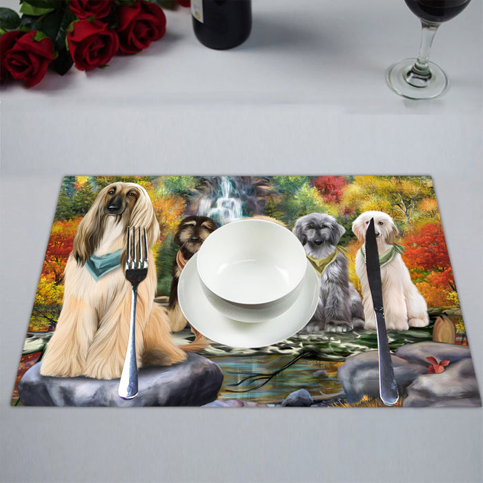 Scenic Waterfall Afghan Hound Dogs Placemat