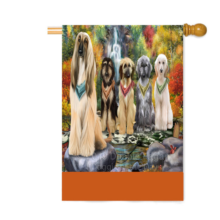Personalized Scenic Waterfall Afghan Hound Dogs Custom House Flag FLG-DOTD-A60922