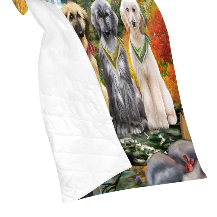 Scenic Waterfall Afghan Hound Dogs Quilt