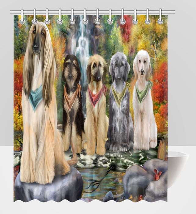 Scenic Waterfall Afghan Hound Dogs Shower Curtain