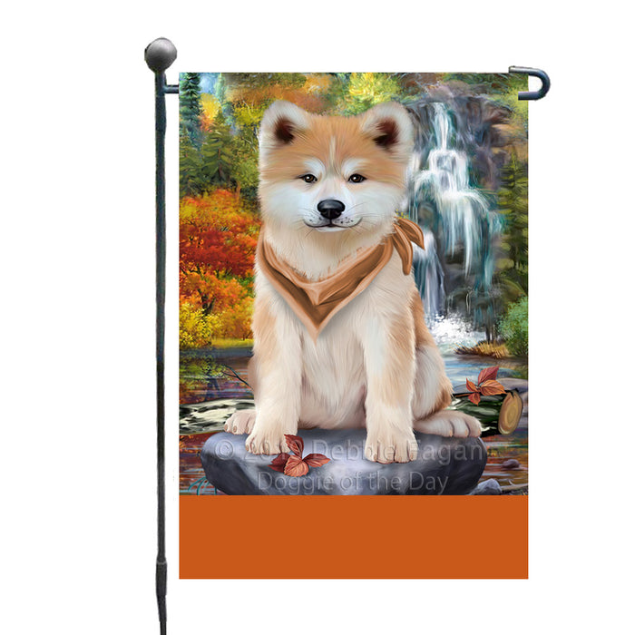 Personalized Scenic Waterfall Akita Dog Custom Garden Flags GFLG-DOTD-A60873