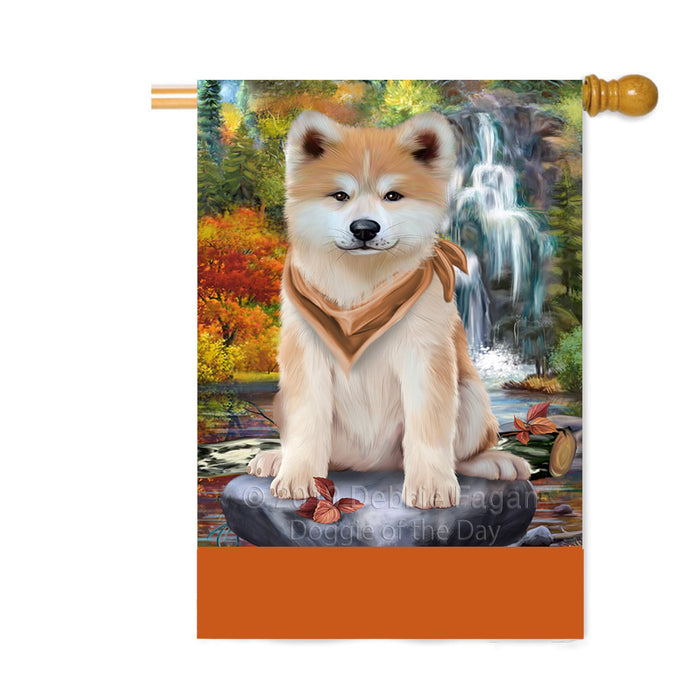 Personalized Scenic Waterfall Akita Dog Custom House Flag FLG-DOTD-A60929