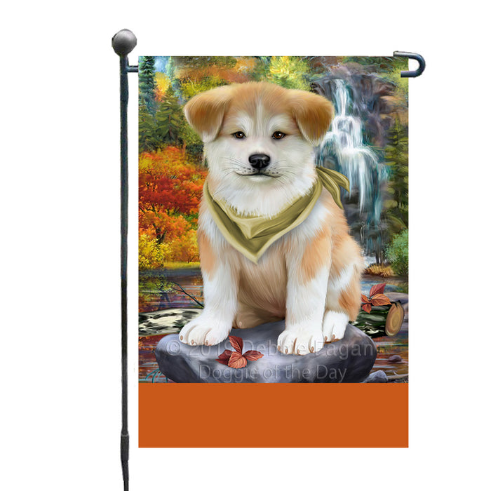 Personalized Scenic Waterfall Akita Dog Custom Garden Flags GFLG-DOTD-A60874