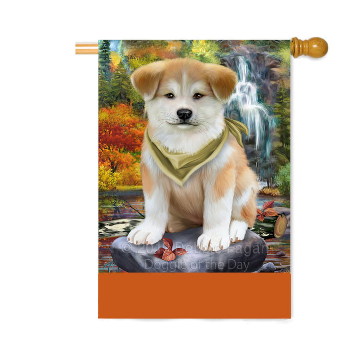 Personalized Scenic Waterfall Akita Dog Custom House Flag FLG-DOTD-A60930