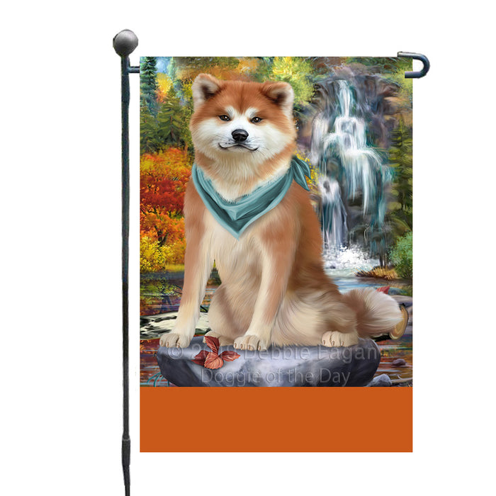 Personalized Scenic Waterfall Akita Dog Custom Garden Flags GFLG-DOTD-A60875