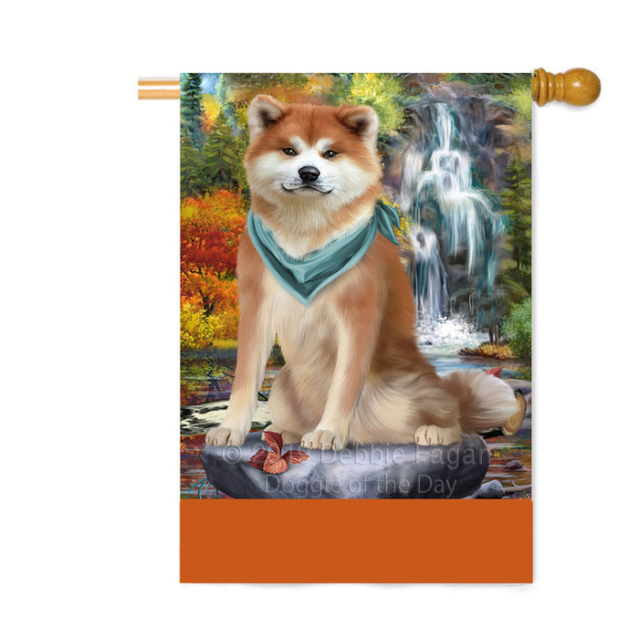 Personalized Scenic Waterfall Akita Dog Custom House Flag FLG-DOTD-A60931
