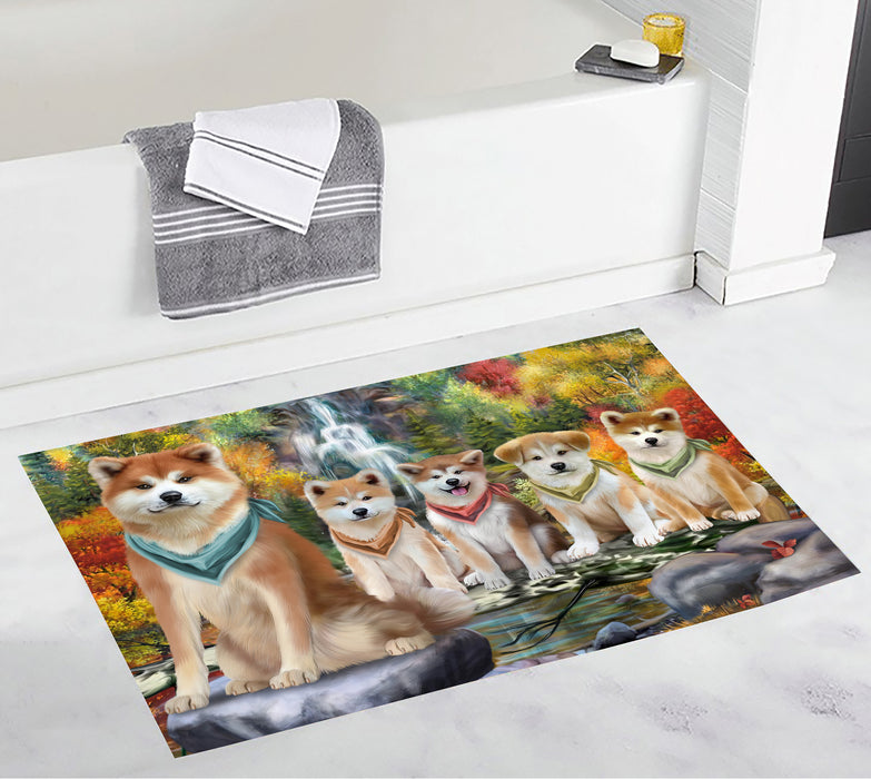 Scenic Waterfall Akita Dogs Bath Mat