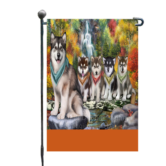 Personalized Scenic Waterfall Alaskan Malamute Dogs Custom Garden Flags GFLG-DOTD-A60876