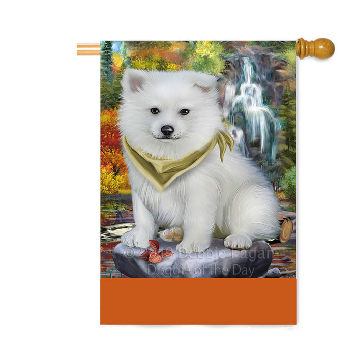 Personalized Scenic Waterfall American Eskimo Dog Custom House Flag FLG-DOTD-A60938
