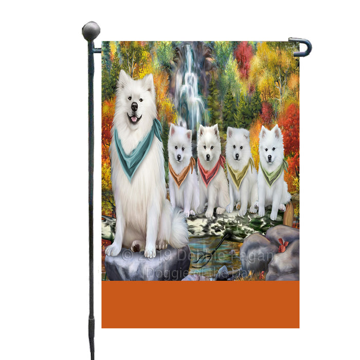 Personalized Scenic Waterfall American Eskimo Dogs Custom Garden Flags GFLG-DOTD-A60881