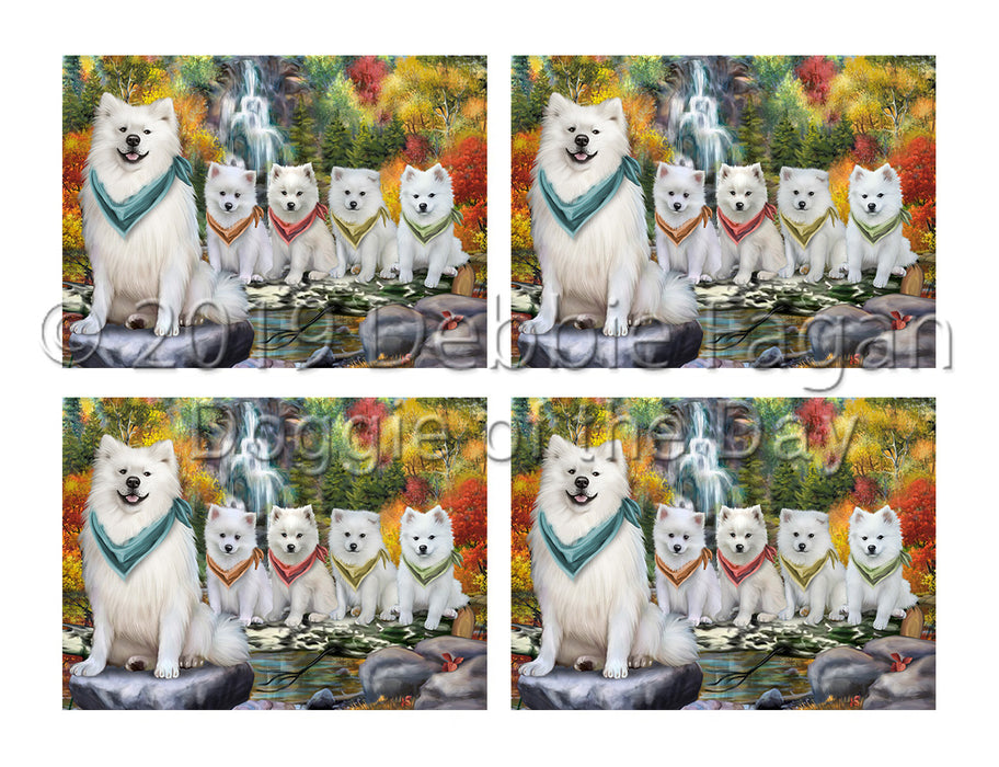 Scenic Waterfall American Eskimo Dogs Placemat