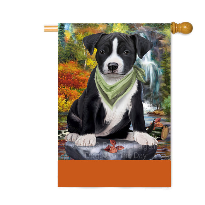 Personalized Scenic Waterfall American Staffordshire Dog Custom House Flag FLG-DOTD-A60941