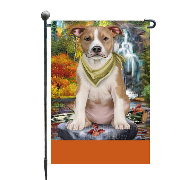 Personalized Scenic Waterfall American Staffordshire Dog Custom Garden Flags GFLG-DOTD-A60886