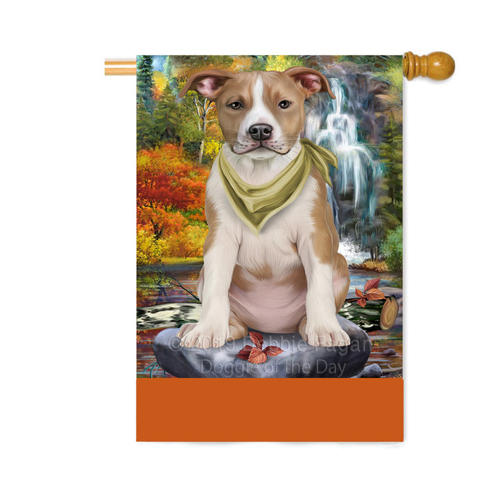 Personalized Scenic Waterfall American Staffordshire Dog Custom House Flag FLG-DOTD-A60942