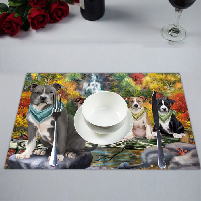 Scenic Waterfall American Staffordshire Dogs Placemat