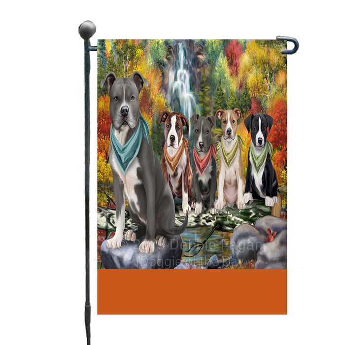 Personalized Scenic Waterfall American Staffordshire Dogs Custom Garden Flags GFLG-DOTD-A60884