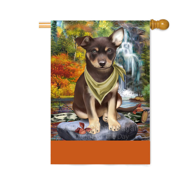 Personalized Scenic Waterfall Australian Kelpie Dog Custom House Flag FLG-DOTD-A60950