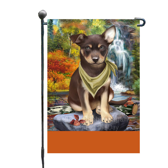 Personalized Scenic Waterfall Australian Kelpie Dog Custom Garden Flags GFLG-DOTD-A60894