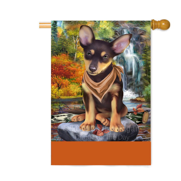 Personalized Scenic Waterfall Australian Kelpie Dog Custom House Flag FLG-DOTD-A60951