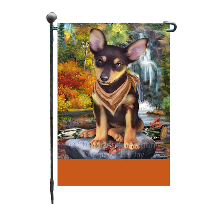 Personalized Scenic Waterfall Australian Kelpie Dog Custom Garden Flags GFLG-DOTD-A60895