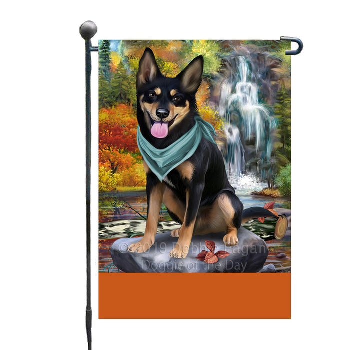 Personalized Scenic Waterfall Australian Kelpie Dog Custom Garden Flags GFLG-DOTD-A60896