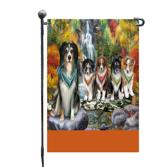 Personalized Scenic Waterfall Australian Shepherd Dogs Custom Garden Flags GFLG-DOTD-A60897