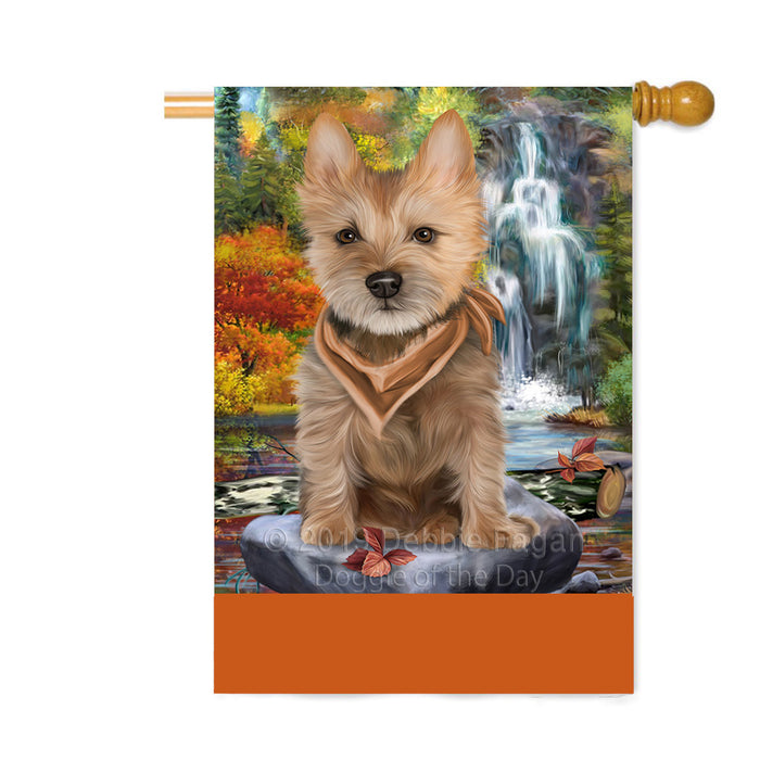 Personalized Scenic Waterfall Australian Terrier Dog Custom House Flag FLG-DOTD-A60959