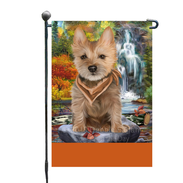 Personalized Scenic Waterfall Australian Terrier Dog Custom Garden Flags GFLG-DOTD-A60903