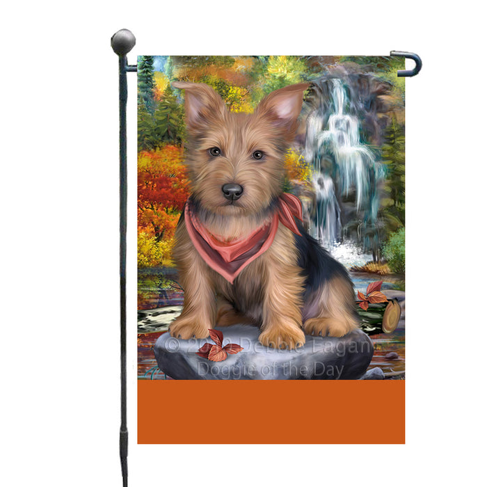 Personalized Scenic Waterfall Australian Terrier Dog Custom Garden Flags GFLG-DOTD-A60904