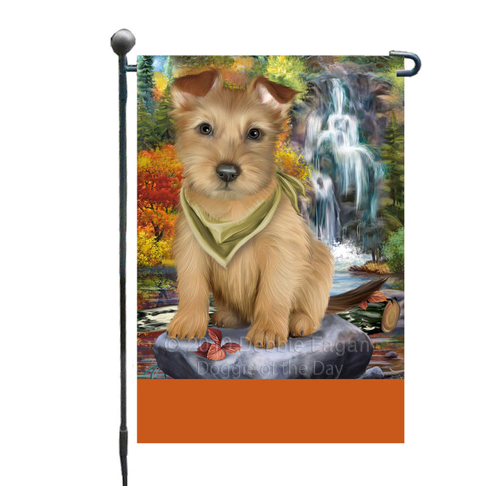 Personalized Scenic Waterfall Australian Terrier Dog Custom Garden Flags GFLG-DOTD-A60905