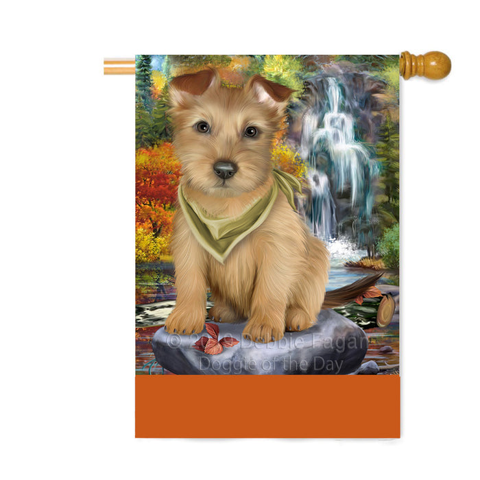 Personalized Scenic Waterfall Australian Terrier Dog Custom House Flag FLG-DOTD-A60961