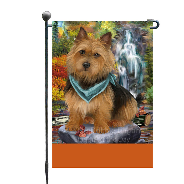 Personalized Scenic Waterfall Australian Terrier Dog Custom Garden Flags GFLG-DOTD-A60906