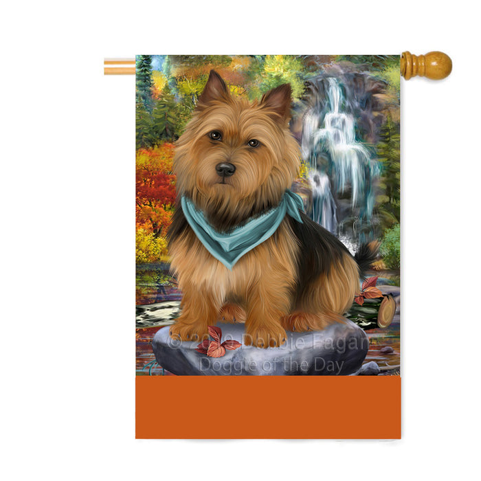Personalized Scenic Waterfall Australian Terrier Dog Custom House Flag FLG-DOTD-A60962