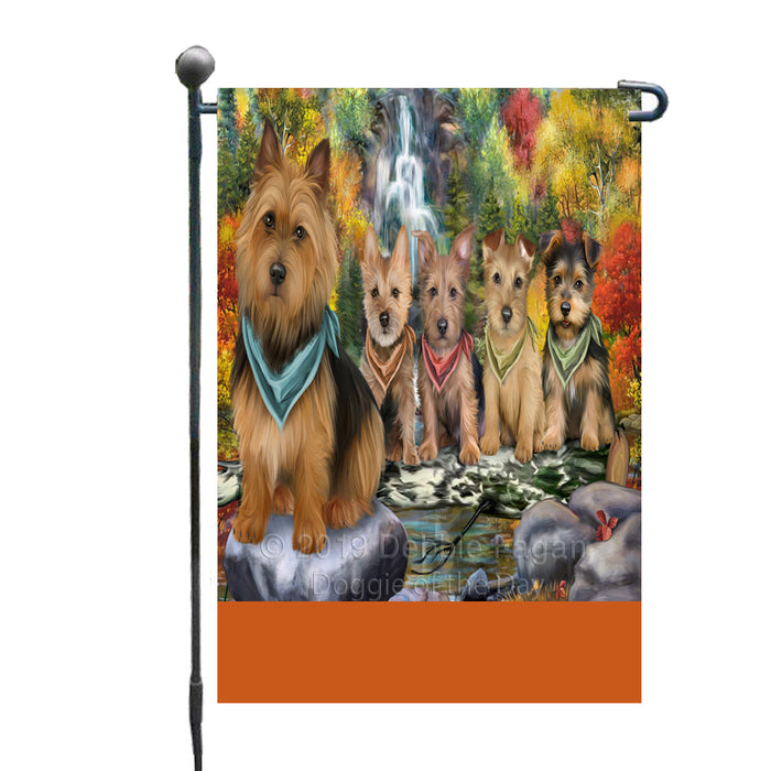 Personalized Scenic Waterfall Australian Terrier Dogs Custom Garden Flags GFLG-DOTD-A60902