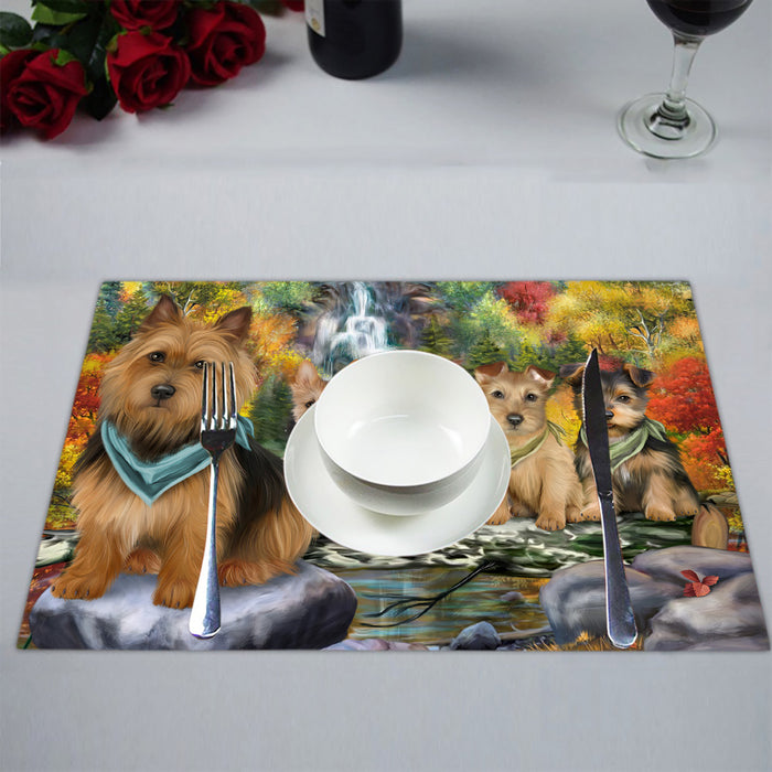 Scenic Waterfall Australian Terrier Dogs Placemat