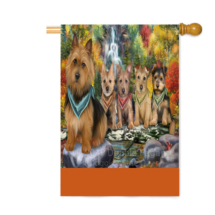 Personalized Scenic Waterfall Australian Terrier Dogs Custom House Flag FLG-DOTD-A60958