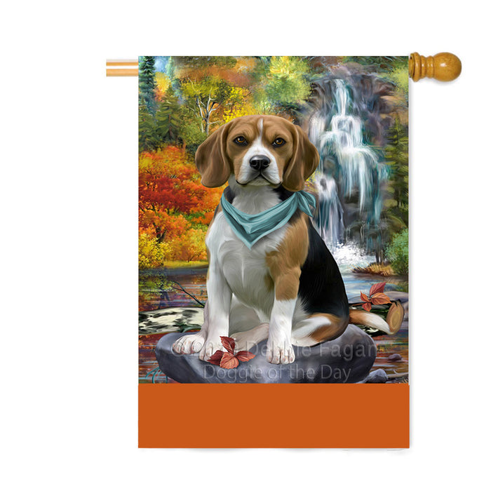Personalized Scenic Waterfall Beagle Dog Custom House Flag FLG-DOTD-A60968