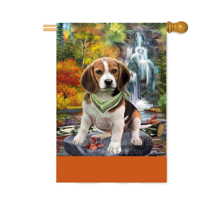 Personalized Scenic Waterfall Beagle Dog Custom House Flag FLG-DOTD-A60969