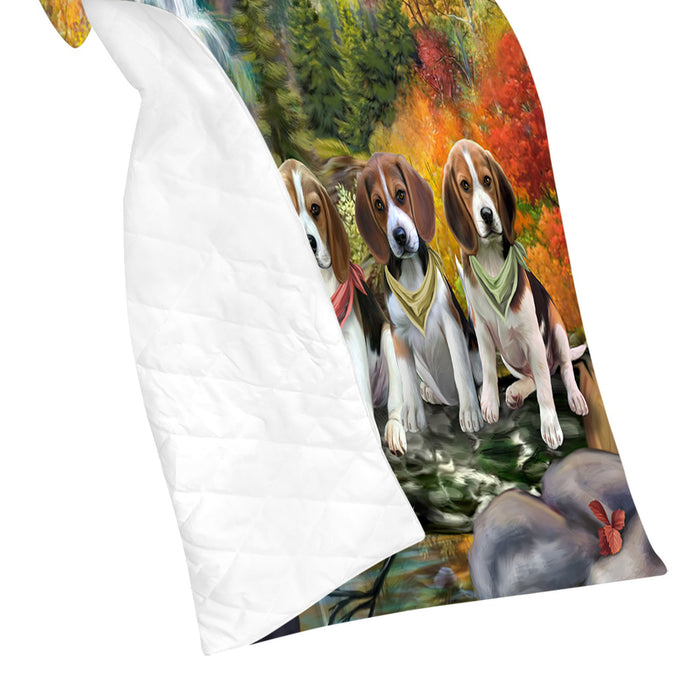Scenic Waterfall Beagle Dogs Quilt