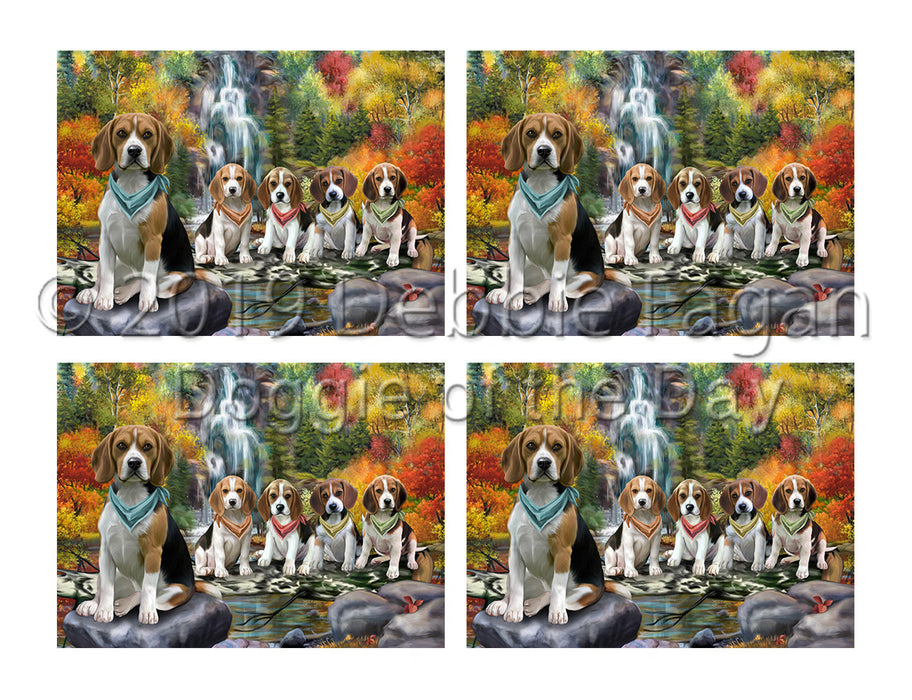 Scenic Waterfall Beagle Dogs Placemat