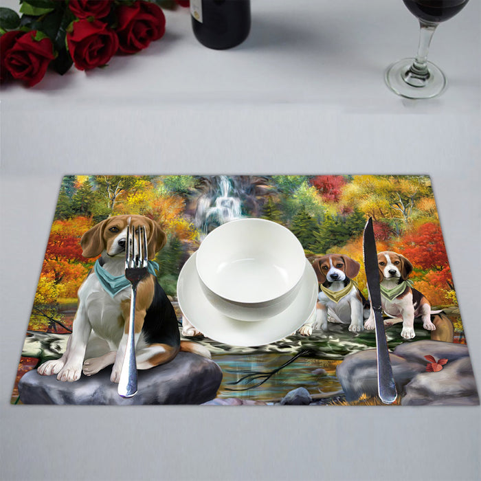 Scenic Waterfall Beagle Dogs Placemat