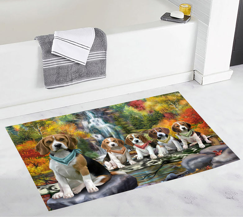 Scenic Waterfall Beagle Dogs Bath Mat