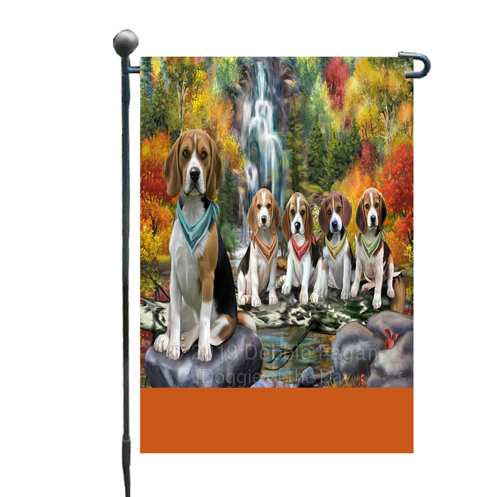 Personalized Scenic Waterfall Beagle Dogs Custom Garden Flags GFLG-DOTD-A60911