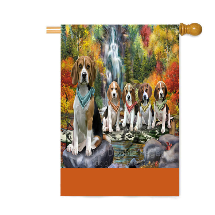 Personalized Scenic Waterfall Beagle Dogs Custom House Flag FLG-DOTD-A60967