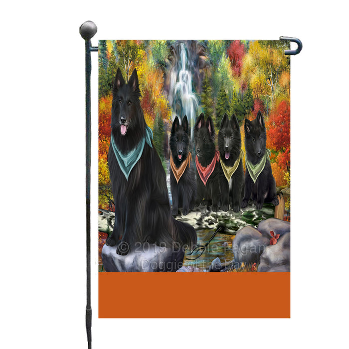 Personalized Scenic Waterfall Belgian Shepherd Dogs Custom Garden Flags GFLG-DOTD-A60914