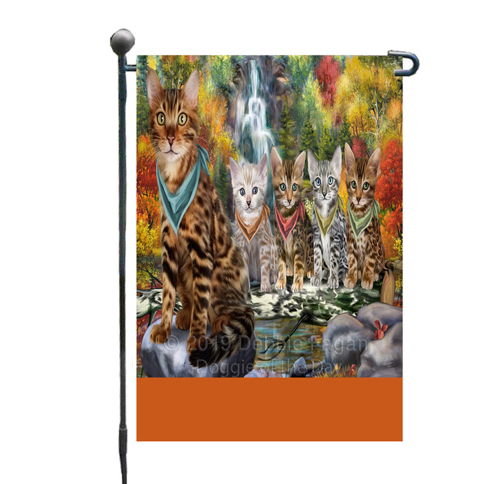 Personalized Scenic Waterfall Bengal Cats Custom Garden Flags GFLG-DOTD-A60917