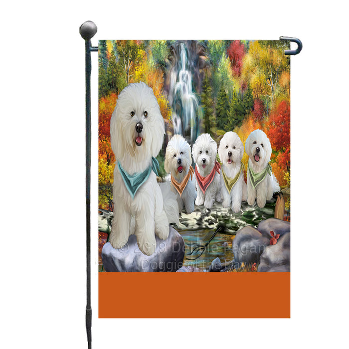 Personalized Scenic Waterfall Bichon Frise Dogs Custom Garden Flags GFLG-DOTD-A60925