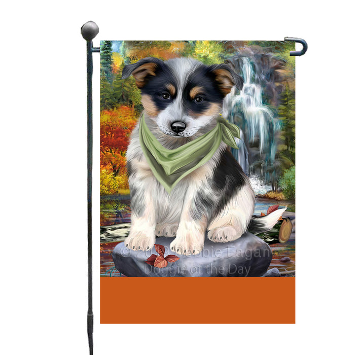 Personalized Scenic Waterfall Blue Heeler Dog Custom Garden Flags GFLG-DOTD-A60935