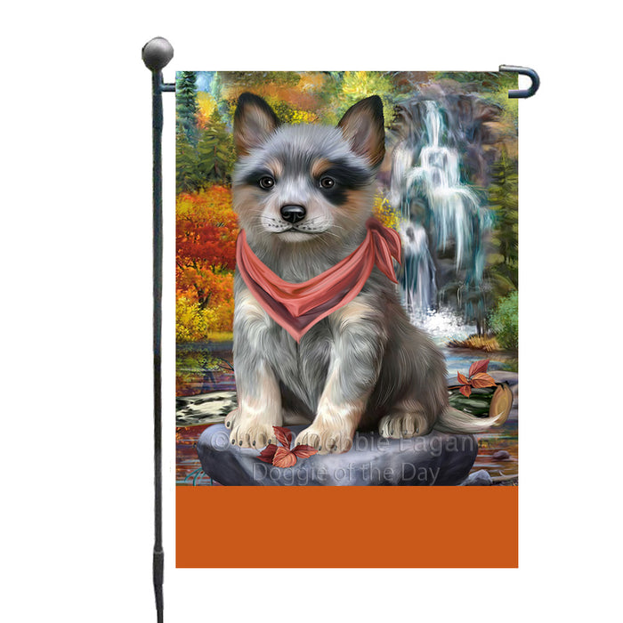 Personalized Scenic Waterfall Blue Heeler Dog Custom Garden Flags GFLG-DOTD-A60936